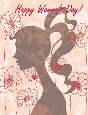 Girl Silhouette Background For Women's Day Design Vector