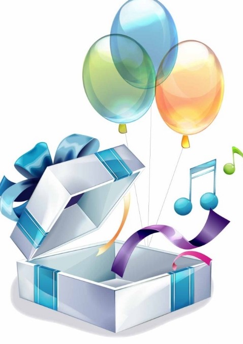 Colorful Balloon Gift Box Vector