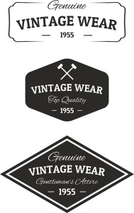 Genuine Vintage Wear Label Set Vector