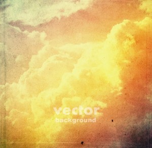 Vintage Yellow Clouds Background Vector