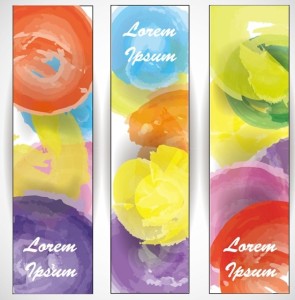 Splashed Watercolor Banner Set Vector