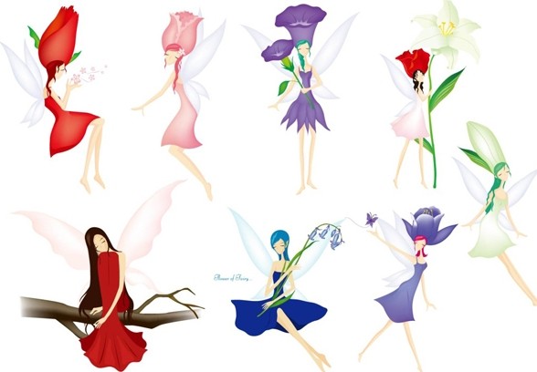 Cartoon Flower Dancing Girls Vector