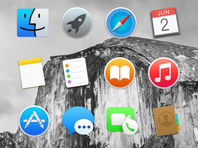 Mac OS X 10.10 Yosemite Dock Icons PSD