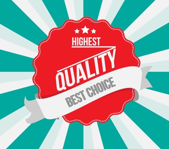 High Quality Badge with Rising Sun Background Vector