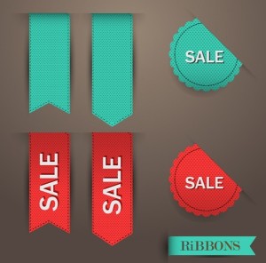 Woven Sale Ribbons & Badges Vector