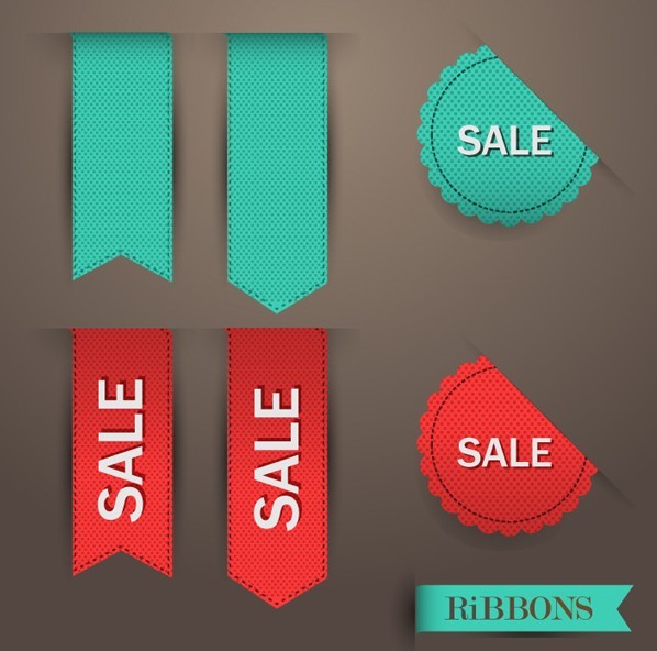 Woven Sale Ribbons & Badges Vector