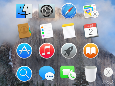 OS X Yosemite Dock Icons PSD