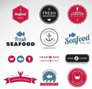 Fresh Seafood Badge Set Vector