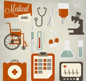 Retro Medical Icon Set Vector