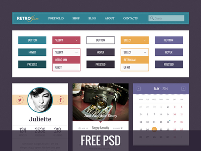 Retro Jam UI Kit PSD