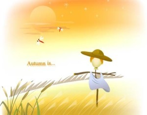 Autumn Scarecrow Scenery Vector