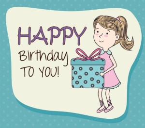 Cartoon Girl Birthday Card Background Vector