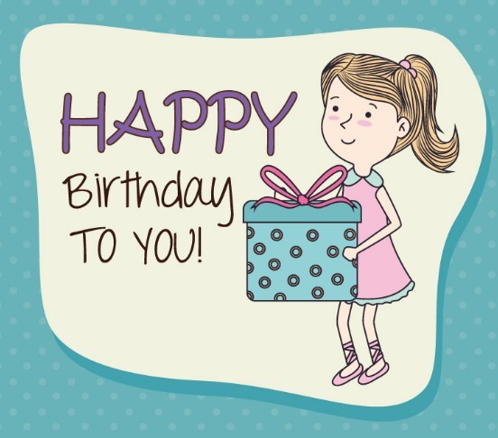 Cartoon Girl Birthday Card Background Vector