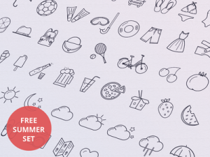 Summer Line Icon Set (AI+PSD)