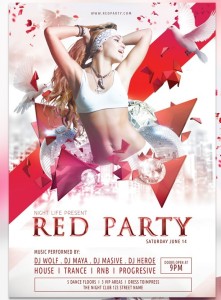 Red Party Flyer Template Vector PSD