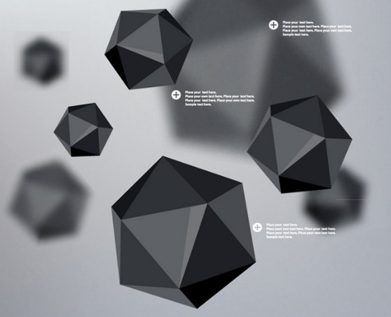 3D Black Polyhedron Background Vector