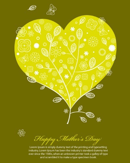Heart-shaped Leaf Background For Mother's Day Vector