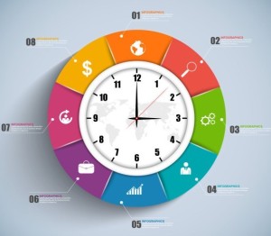 Colorful Flat Clock Infographic Template Vector