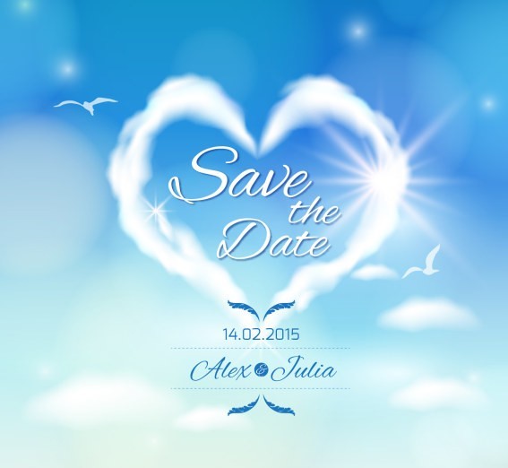 Heart Cloud Wedding Background Vector