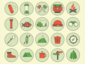 Camping Outdoor Icon Set PSD