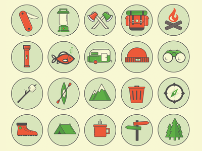 Camping Outdoor Icon Set PSD