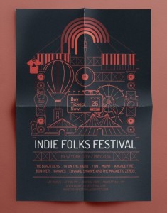 Folded Paper Style Poster Design Vector