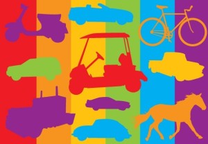 Colorful Transport Silhouettes Vector