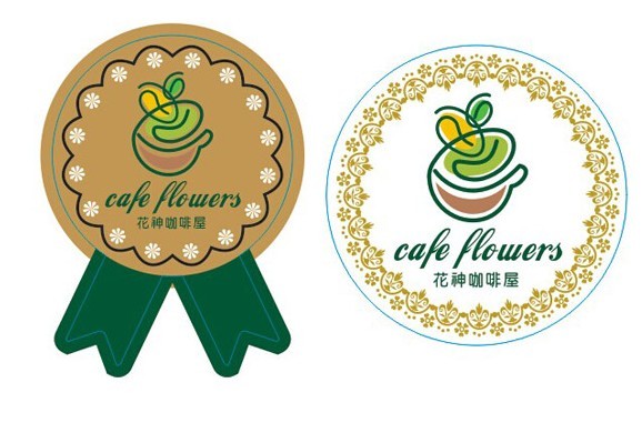 Floral Coffee Badges Vector