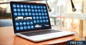 Blue Circular Vehicle Vector Icon Set