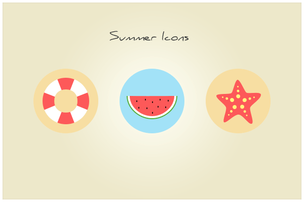 Cute Flat Summer Icon Set PSD