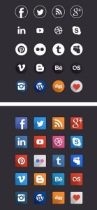 Flat Long Shadow Social Icons (Circular+Rounded)