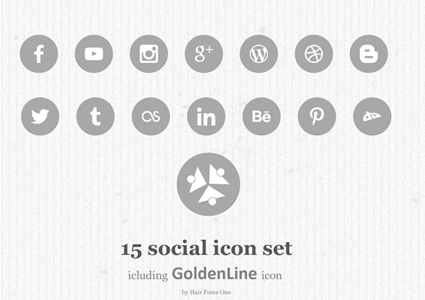 15 Minimal Circular Social Flat Icons