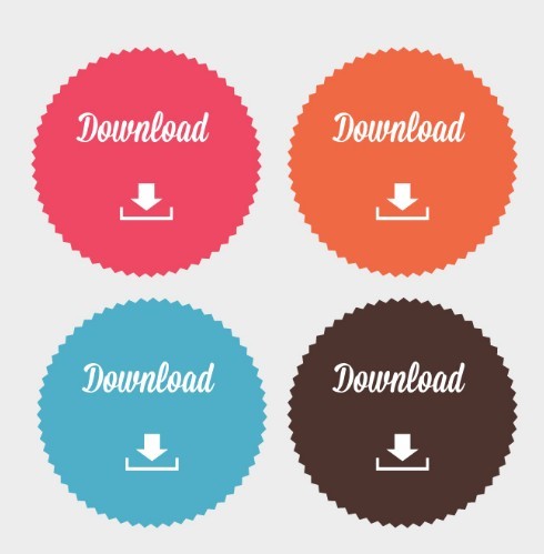 Colorful & Circular Download Button Set Vector