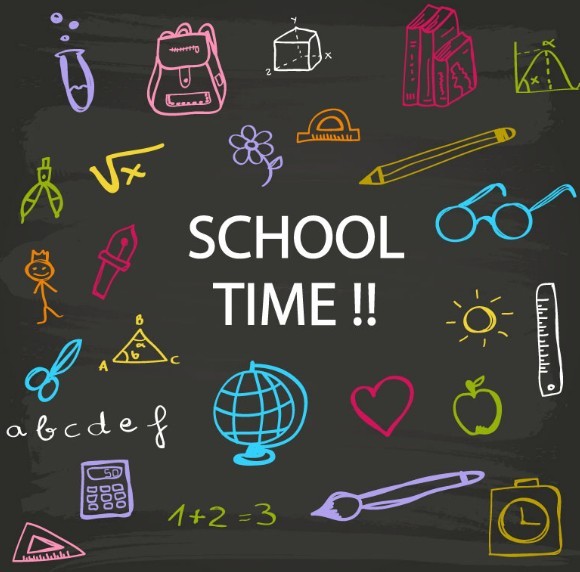 Hand Drawn School Time Elements Vector