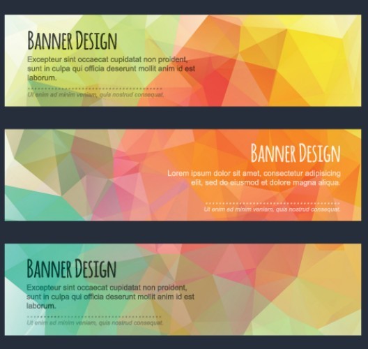 Colorful Low Polygon Banner Design Vector Vol.1