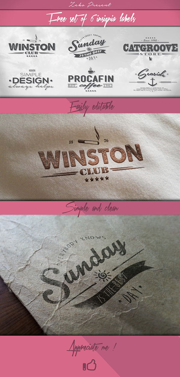 6 Insignia Labels Vector
