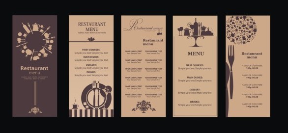 Vintage Brown Restaurant Menu Set Vector
