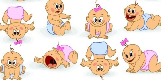 Cute Cartoon Babies Vector