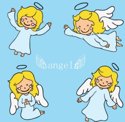 Cute Cartoon Heaven Angles Vector