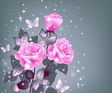 Sparkling Rose Background Vector