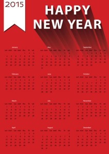 2015 Happy New Year Red Calendar Vector