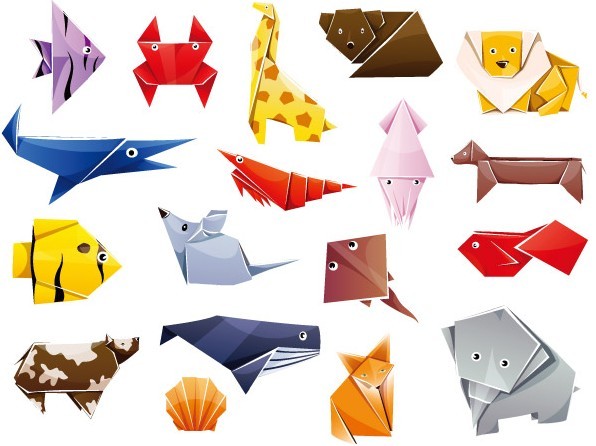 Cute Origami Animals Vector