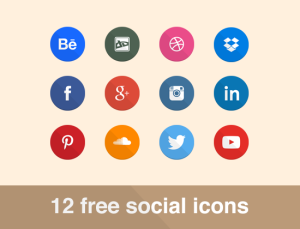 12 Flat Circular Social Icons PSD
