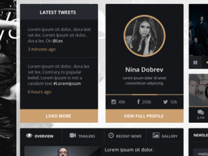 Dark Media UI Kit PSD