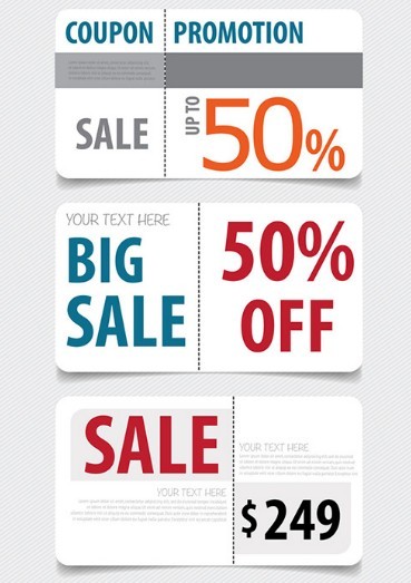 Nice Clean Coupon & Promotion Label Set Vector
