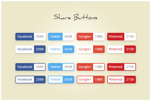 Popular Social Buttons with Counter