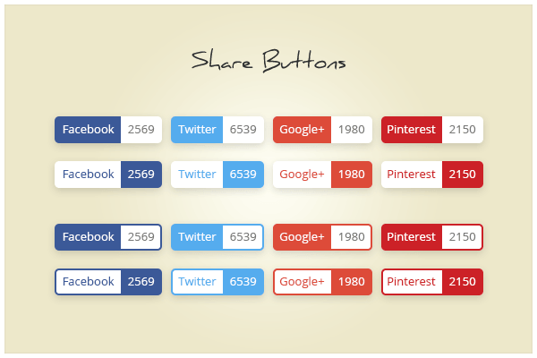 Popular Social Buttons with Counter