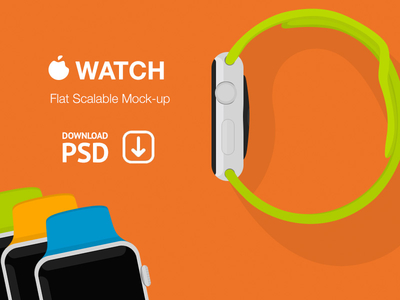 Apple Watch Flat Scalable Mockup PSD