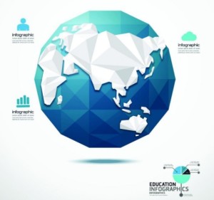 Low Poly Earth Education Infographic Elements Vector