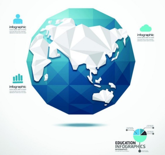 Low Poly Earth Education Infographic Elements Vector